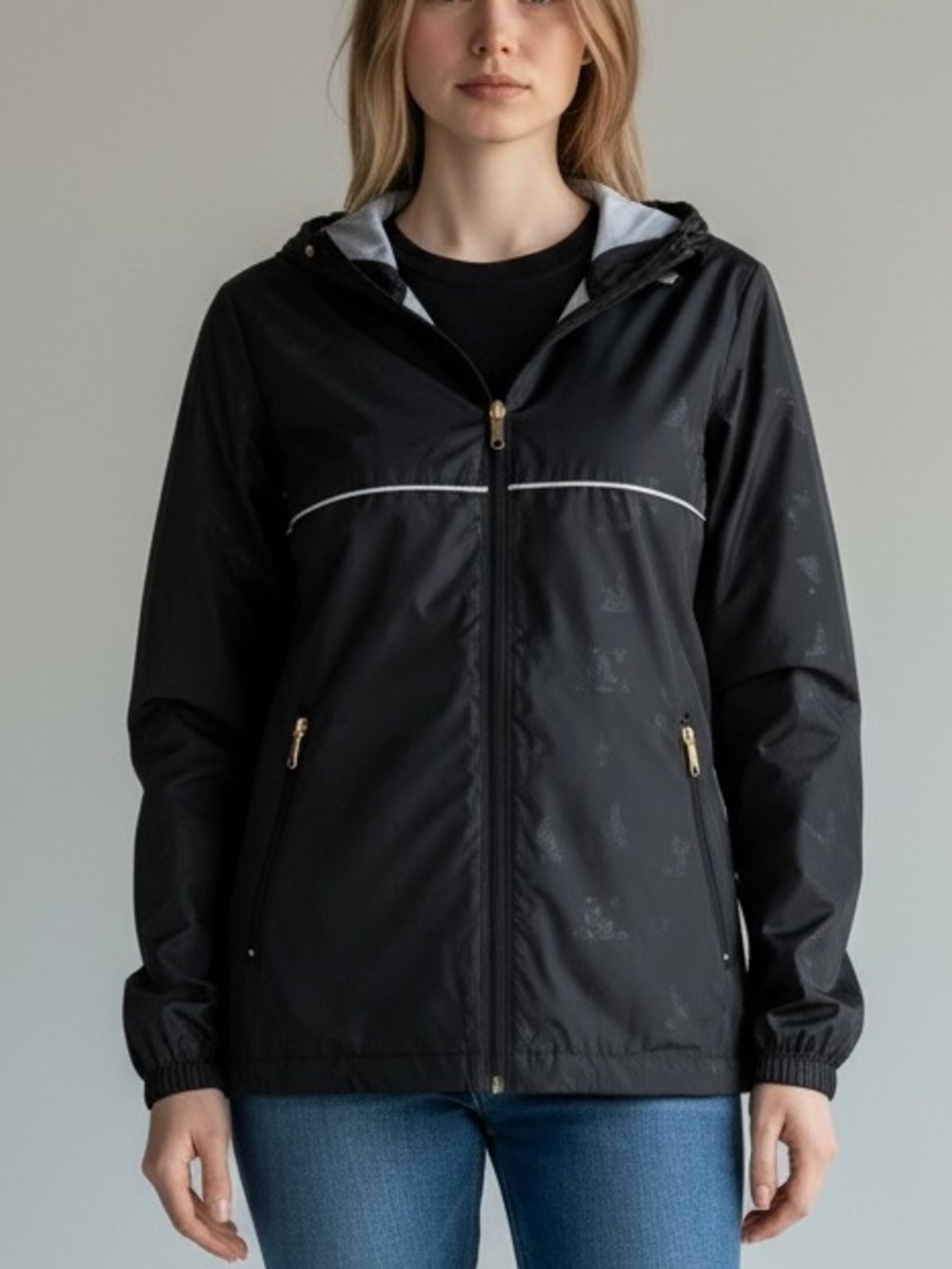twik Black Hooded rain Jacket with Zip Pockets lightweight